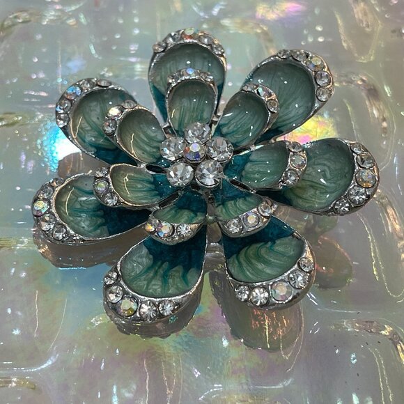 Pretty Mod Large Blue Crystal Peacock Fashion Brooch - Picture 6 of 16